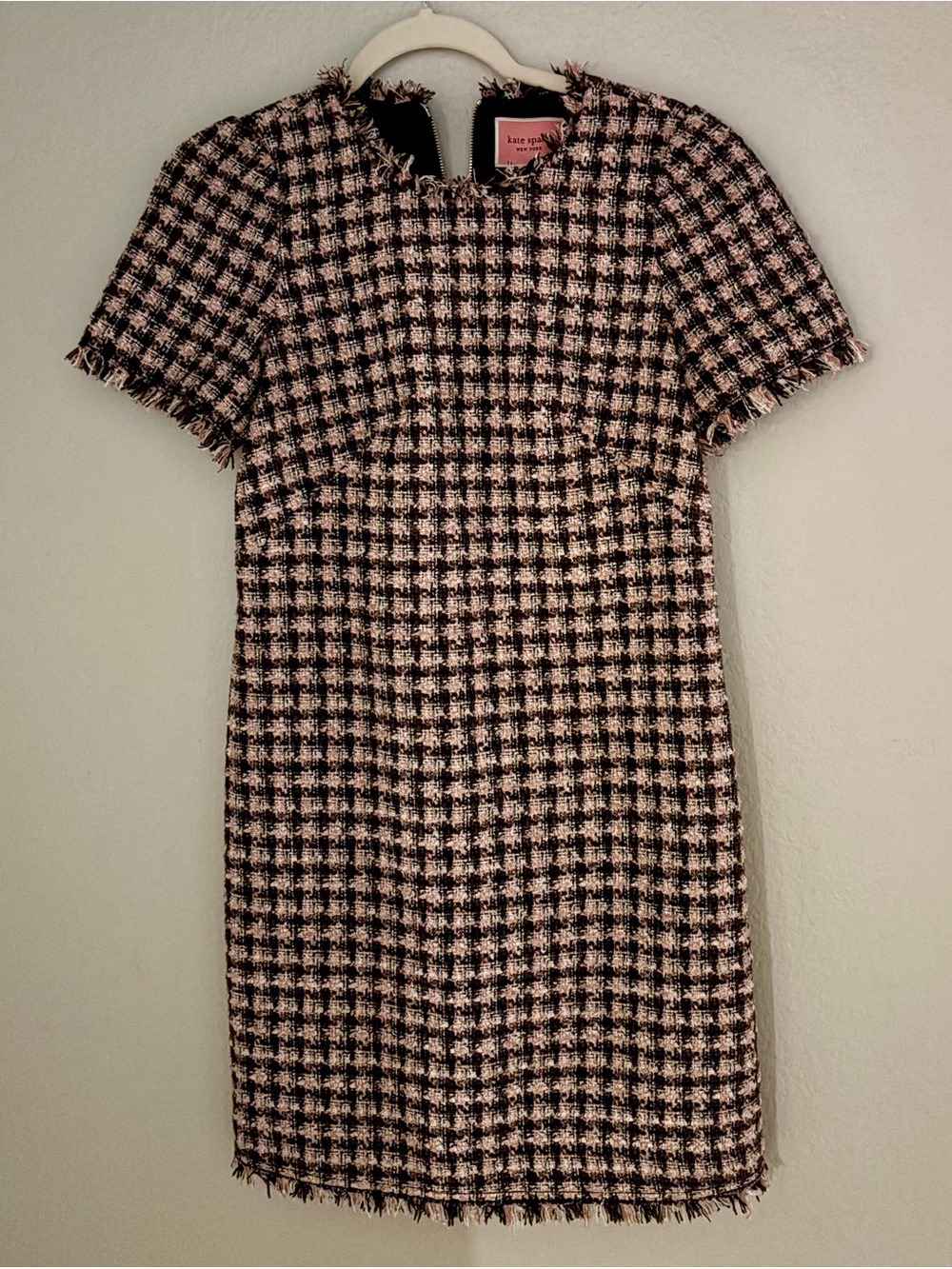 kate spade Pink and Black Tweed Midi Shift Dress